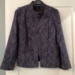 Size 10 Banana Republic Tweed Military Jacket Lined Navy Blazer with Zip Front